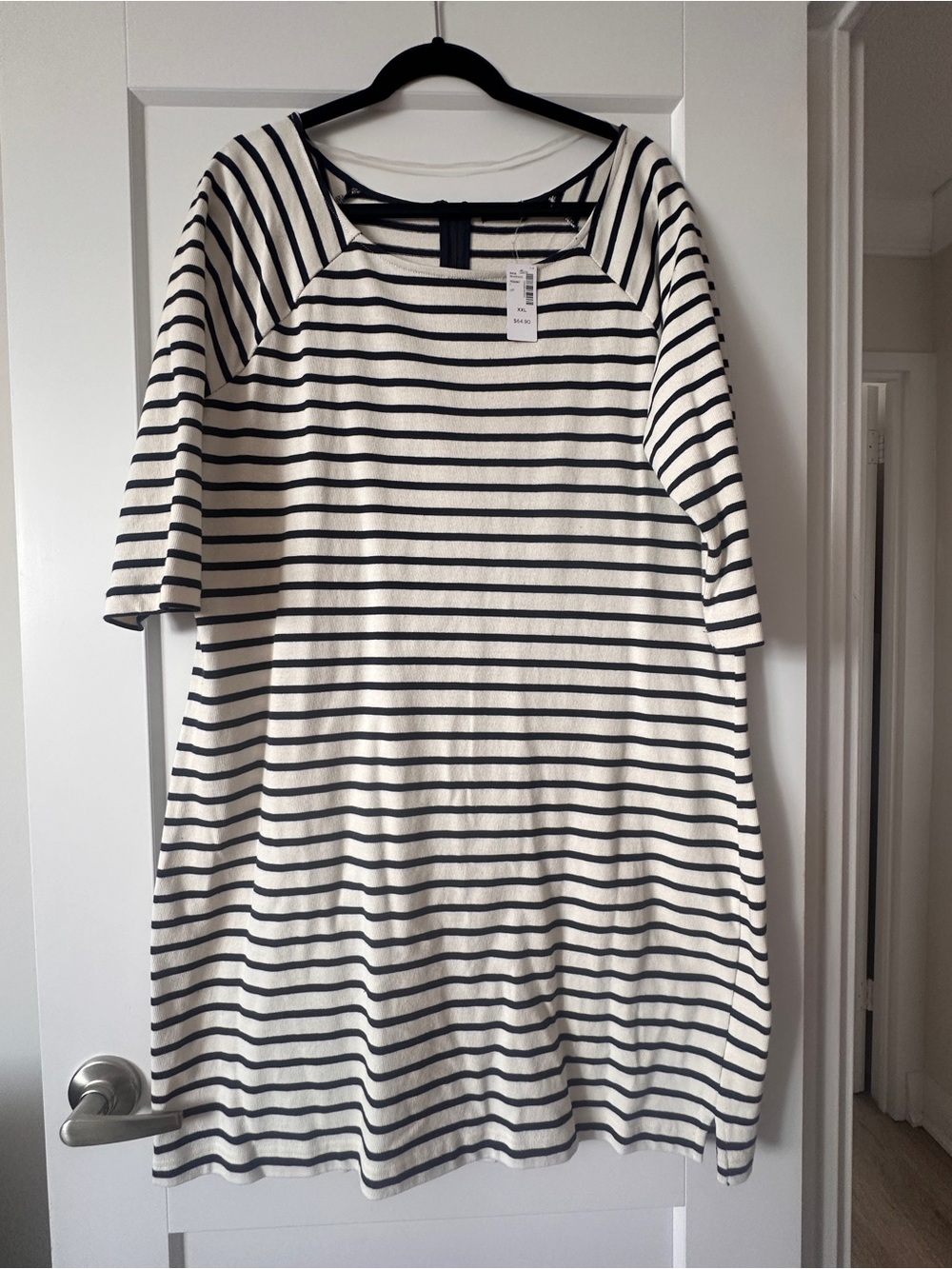 Reitmans Cream and Navy Nautical Striped Midi Dress